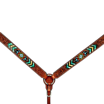 Bar H Equine American Leather Horse Saddle Tack One Ear Headstall | Breast Collar Browband Wither Strap Set BER262